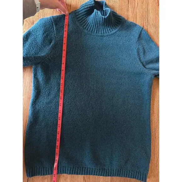 L.L.Bean Vintage Teal Blue Wool Blend Turtleneck Size Small - Picture 6 of 6